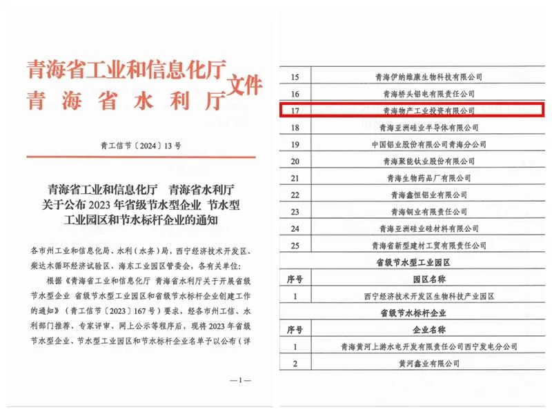 建设节水企业 共筑绿色未来——星空娱乐工投公司成功获得“青海省节水型企业”认定